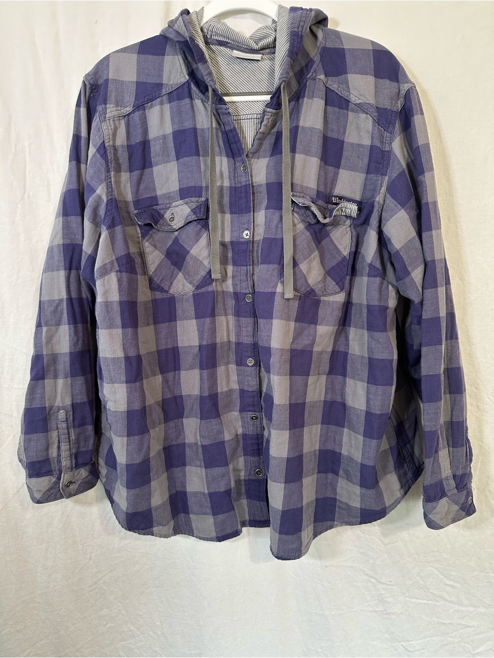 Columbia Sz 3X Plaid Flannel Button Up Hoodie